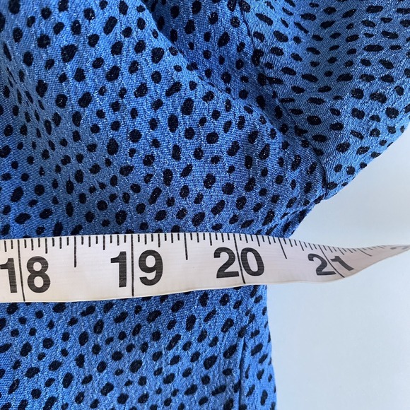 Zara Blue Printed Polka Dot Tie Neck Flowy‎ Blouse XS Relaxed Fit - Picture 9 of 10